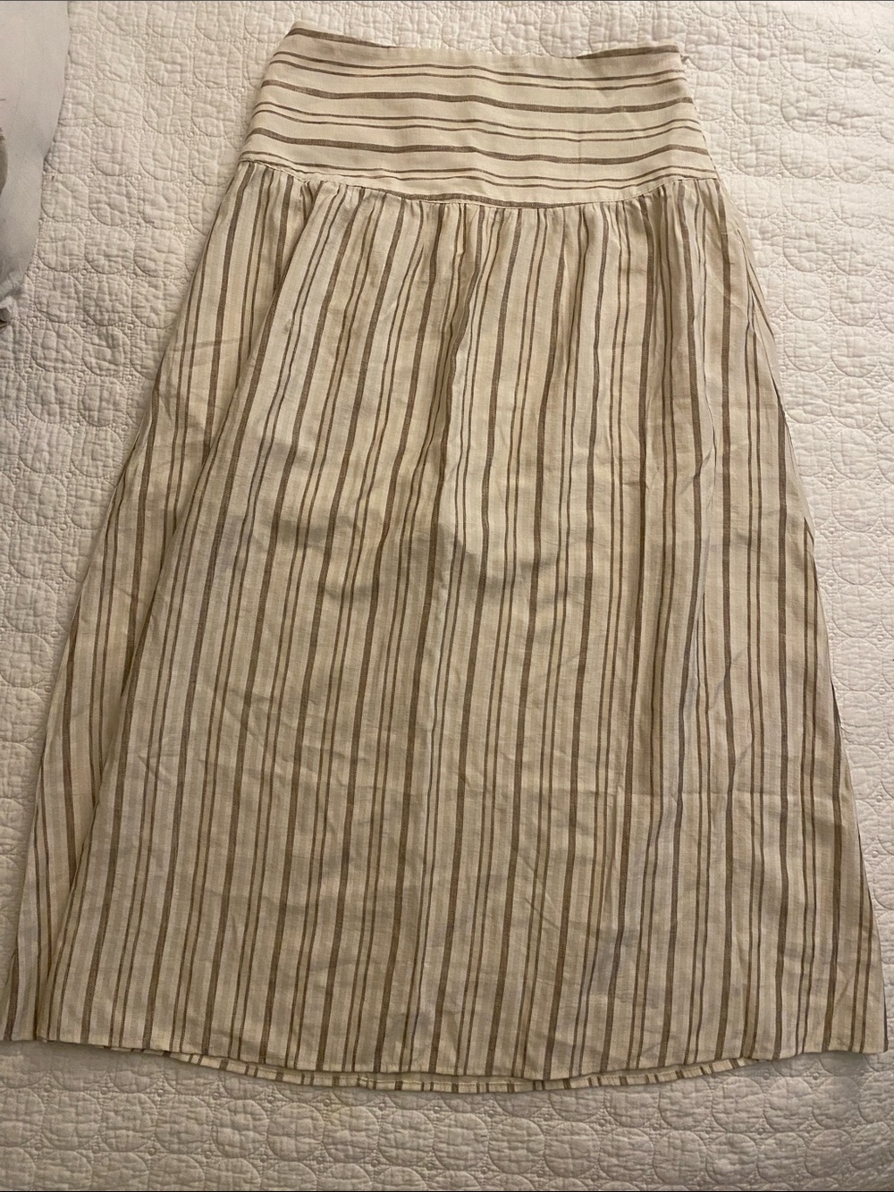 a new day Cream and Brown Striped Maxi Skirt